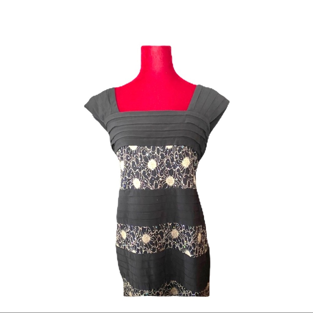 R & M Richards Black Sequin Tank Dress Siz…